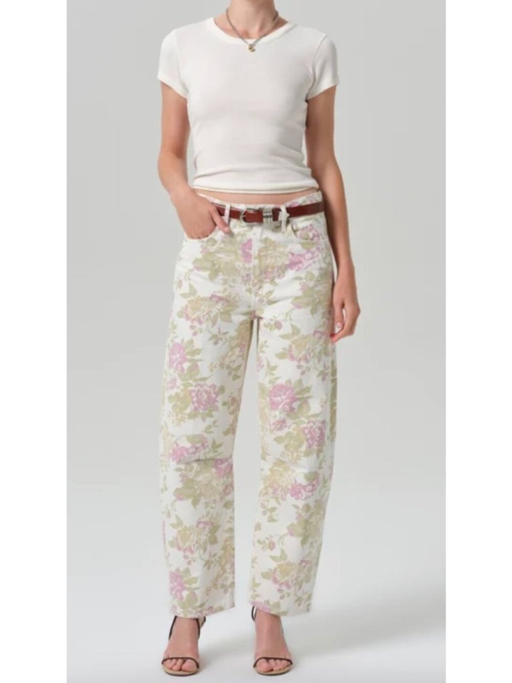 Citizens of Humanity Miro High Rise Relaxed Barrel Jeans 29 English Rose Floral